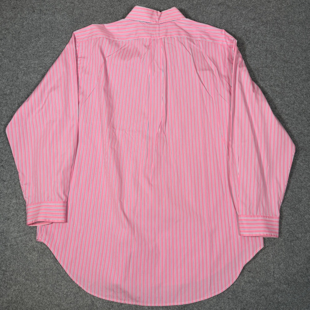 Ralph Lauren Mens Classic Fit Striped Button Down Shirt Pink White 17.5 32/33 - Picture 6 of 8